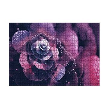 Cakapuzzle Mor Ve Beyaz Soyut Çiçek Görseli 120 Parça Ahşap Puzzle