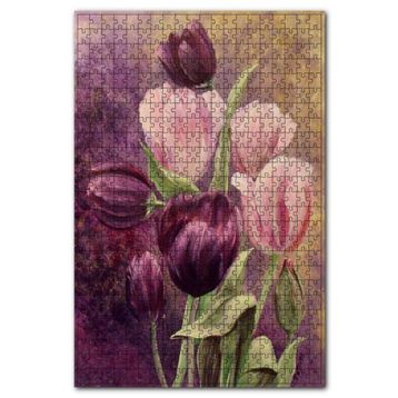 Cakapuzzle Mor ve Pembe Laleler 255 Parça Puzzle