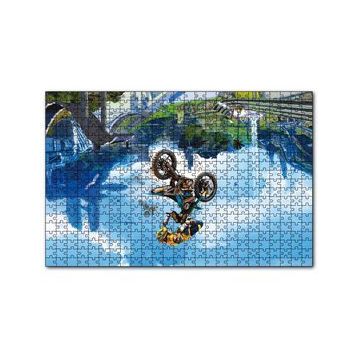 Cakapuzzle Motokrosçular Ters Görünüm Sürreal İllüstrasyon 120 Parça Ahşap Puzzle