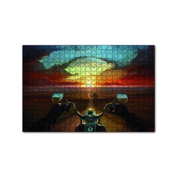 Cakapuzzle Motorcu Uzun İnce Yol 120 Parça Ahşap Puzzle