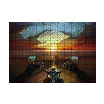 Cakapuzzle Motorcu Uzun İnce Yol 120 Parça Ahşap Puzzle