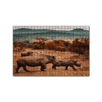 Cakapuzzle Muhteşem Boynuzlu Gergedan ve Yavrusu 120 Parça Ahşap Puzzle