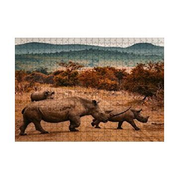 Cakapuzzle Muhteşem Boynuzlu Gergedan ve Yavrusu 120 Parça Ahşap Puzzle