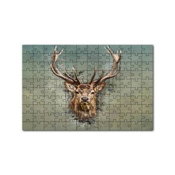 Cakapuzzle Muhteşem Boynuzlu Geyik Yeşil Zemin 120 Parça Ahşap Puzzle