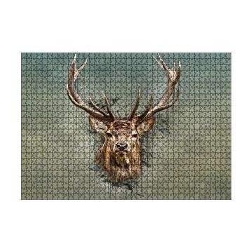 Cakapuzzle Muhteşem Boynuzlu Geyik Yeşil Zemin 120 Parça Ahşap Puzzle