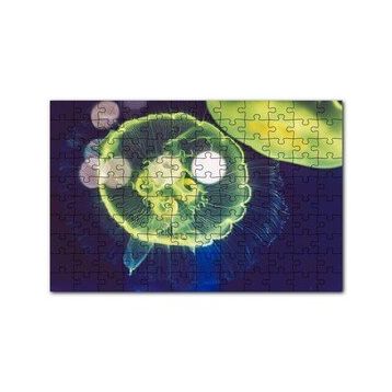 Cakapuzzle Muhteşem Güzellikte Mavi Yeşil Denizanası 120 Parça Ahşap Puzzle