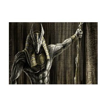 Cakapuzzle Muhteşem Kaslarıyla Anubis ve Asası 120 Parça Ahşap Puzzle