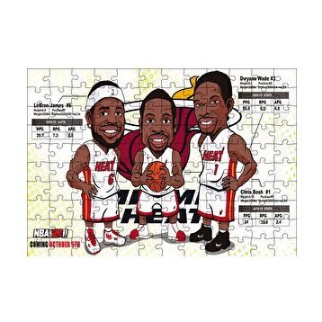 Cakapuzzle NBA Lebron Dwyane Chris Karikatürize 120 Parça Ahşap Puzzle