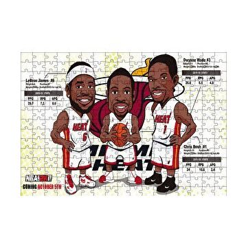 Cakapuzzle NBA Lebron Dwyane Chris Karikatürize 120 Parça Ahşap Puzzle