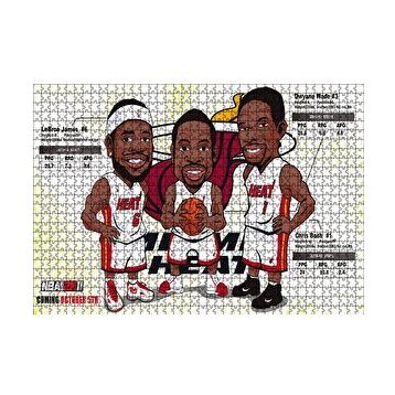 Cakapuzzle NBA Lebron Dwyane Chris Karikatürize 120 Parça Ahşap Puzzle
