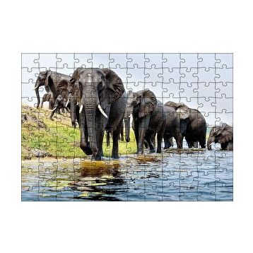 Cakapuzzle Nehir Kenarında Filler 120 Parça Ahşap Puzzle