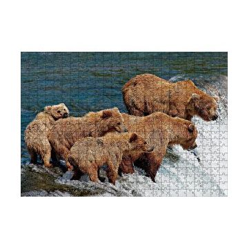Cakapuzzle Nehir Kıyısındaki Boz Ayılar 120 Parça Ahşap Puzzle