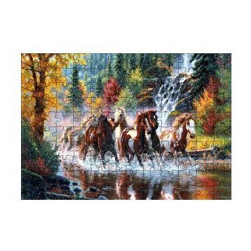 Cakapuzzle Nehirde Koşan Yaban Atları 120 Parça Ahşap Puzzle