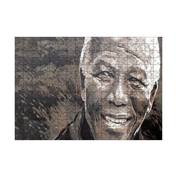 Cakapuzzle Nelson Mandela Yağlı Boya Siyah Beyaz 120 Parça Ahşap Puzzle