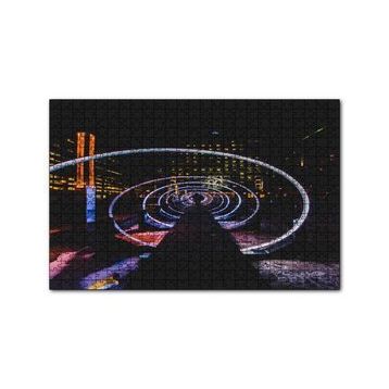 Cakapuzzle Neon Spiral Tünel ve Adam 120 Parça Ahşap Puzzle