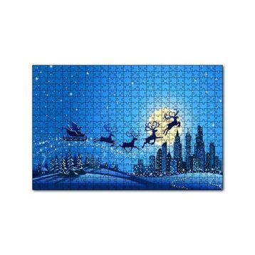 Cakapuzzle Noel Baba Geyikler ve Şehir Manzarası 120 Parça Ahşap Puzzle
