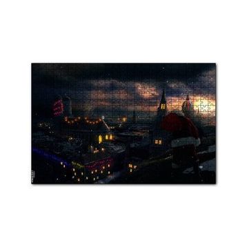 Cakapuzzle Noel Baba ve Şehrin Gece Manzarası 120 Parça Ahşap Puzzle