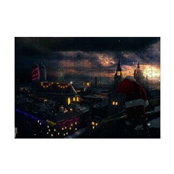 Cakapuzzle Noel Baba ve Şehrin Gece Manzarası 120 Parça Ahşap Puzzle