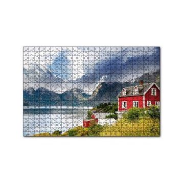Cakapuzzle Norveç Dağ Göl Evi 120 Parça Ahşap Puzzle