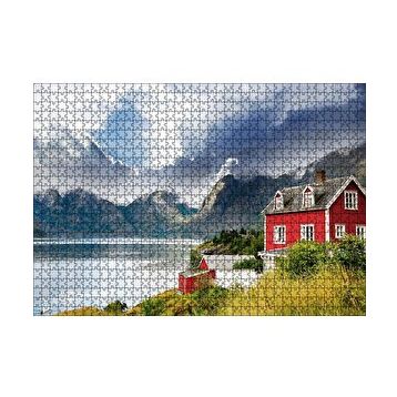 Cakapuzzle Norveç Dağ Göl Evi 120 Parça Ahşap Puzzle