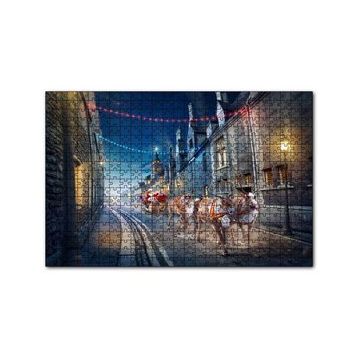 Cakapuzzle Nostaljik Sokakta Noel Baba ve Geyikleri 120 Parça Ahşap Puzzle