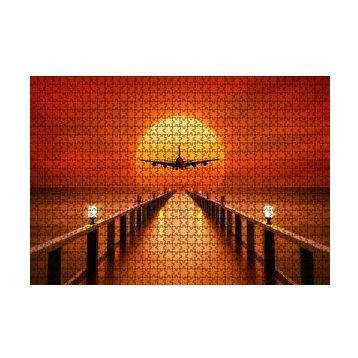 Cakapuzzle Okyanus İskele Günbatımı ve Uçak 120 Parça Ahşap Puzzle