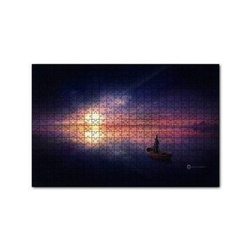 Cakapuzzle Okyanusta Günbatımı Sandal ve Çocuk 120 Parça Ahşap Puzzle
