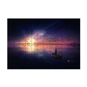 Cakapuzzle Okyanusta Günbatımı Sandal ve Çocuk 120 Parça Ahşap Puzzle