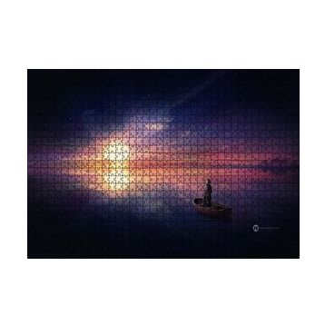 Cakapuzzle Okyanusta Günbatımı Sandal ve Çocuk 120 Parça Ahşap Puzzle