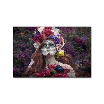 Cakapuzzle Ölülerin Günü Kadın Çiçekler ve Kelebekler 120 Parça Ahşap Puzzle