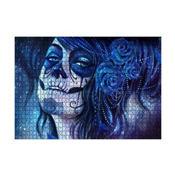 Cakapuzzle Ölülerin Günü Lacivert Güller ve Boyalar 120 Parça Ahşap Puzzle