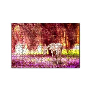 Cakapuzzle Orman Çiçekleri Kelebekler ve Beyaz At 120 Parça Ahşap Puzzle