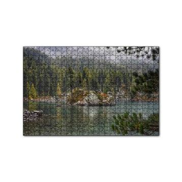 Cakapuzzle Orman Göl Ada ve Yağmur Damlaları 120 Parça Ahşap Puzzle