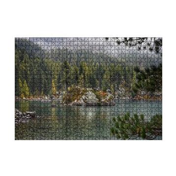 Cakapuzzle Orman Göl Ada ve Yağmur Damlaları 120 Parça Ahşap Puzzle