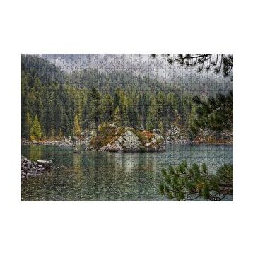 Cakapuzzle Orman Göl Ada ve Yağmur Damlaları 120 Parça Ahşap Puzzle
