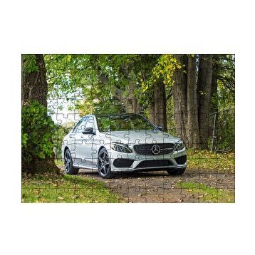Cakapuzzle Orman Patikası ve Gri Mercedes 120 Parça Ahşap Puzzle