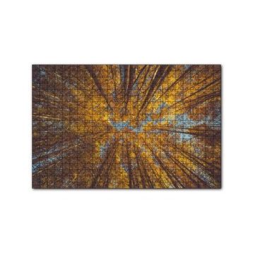 Cakapuzzle Orman Zeminden Yukarı Bakış Sarı Ağaçlar 120 Parça Ahşap Puzzle