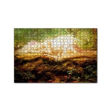 Cakapuzzle Orman Zemininde Yatan Sarı Saçlı Melek 120 Parça Ahşap Puzzle