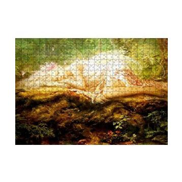 Cakapuzzle Orman Zemininde Yatan Sarı Saçlı Melek 120 Parça Ahşap Puzzle