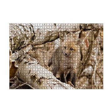 Cakapuzzle Ormanda Ağaçlar Arasındaki Yavru Tilki 120 Parça Ahşap Puzzle