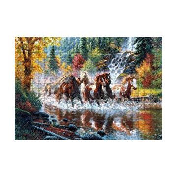 Cakapuzzle Ormanda Akarsu Şelale ve Yaban Atları 120 Parça Ahşap Puzzle