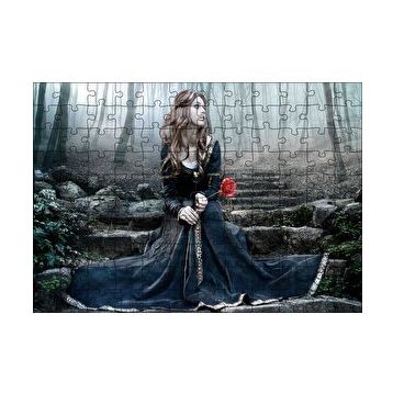 Cakapuzzle Ormanda Hüzünlü Güzel Kadın 120 Parça Ahşap Puzzle