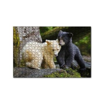 Cakapuzzle Ormanda Sarı Ve Siya Ayı Yavruları Görseli 120 Parça Ahşap Puzzle