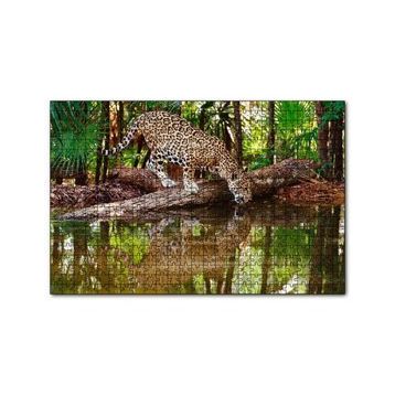 Cakapuzzle Ormanda Su İçen Leopar Görseli 120 Parça Ahşap Puzzle
