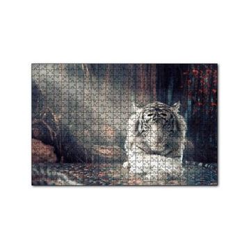 Cakapuzzle Ormanda Uyuyan Beyaz Kaplan ve Güneş Işıkları 255 Parça Puzzle