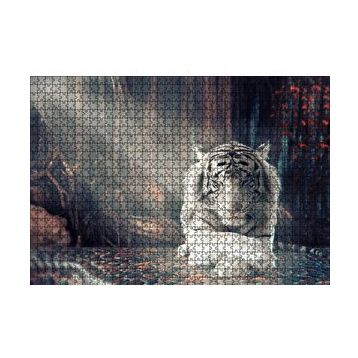 Cakapuzzle Ormanda Uyuyan Beyaz Kaplan ve Güneş Işıkları 255 Parça Puzzle