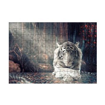 Cakapuzzle Ormanda Uyuyan Beyaz Kaplan ve Güneş Işıkları 255 Parça Puzzle