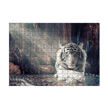 Cakapuzzle Ormanda Uyuyan Beyaz Kaplan ve Güneş Işıkları 255 Parça Puzzle