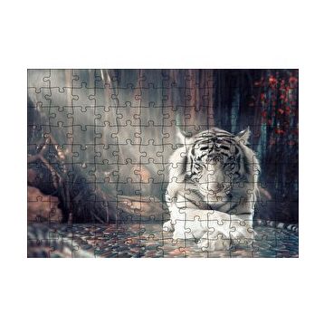 Cakapuzzle Ormanda Uyuyan Beyaz Kaplan ve Güneş Işıkları 255 Parça Puzzle
