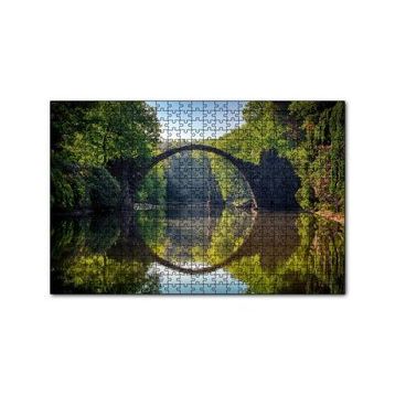 Cakapuzzle Ormandaki Kavisli Köprü ve Sudaki Aksi 120 Parça Ahşap Puzzle